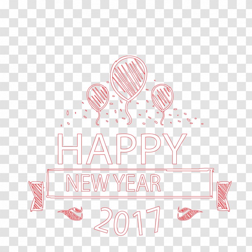 Heart Pattern - 2017 Happy New Year Tags Transparent PNG