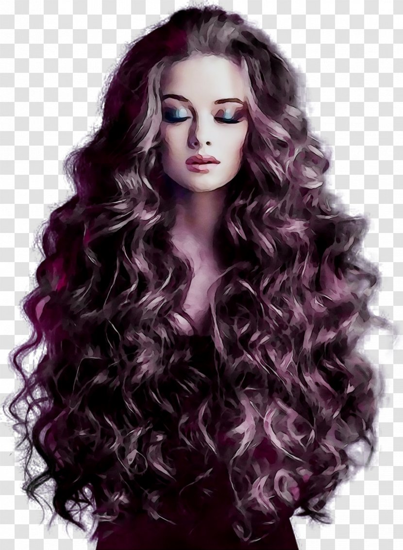 Long Hair Cabelo Cacheado Hairstyle Layered - Purple - Coloring Transparent PNG