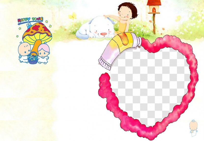 Cartoon Heart Download - Watercolor - Love Border Children Album Transparent PNG