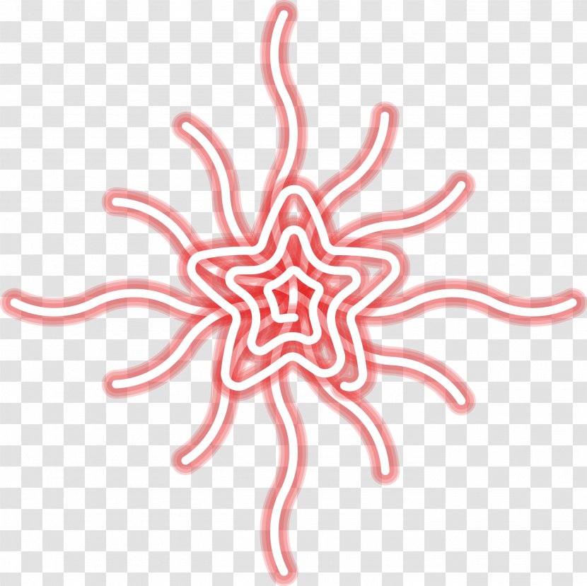 Red Five Star Light Effect Diagram - Point - Snowflake Transparent PNG