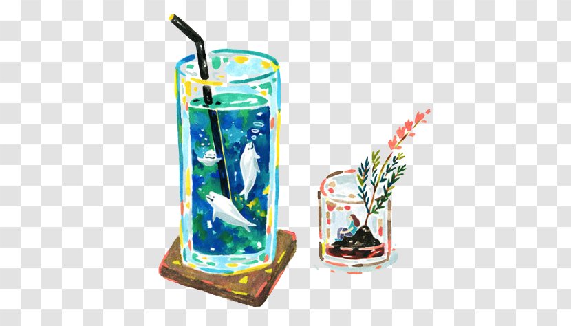 Glass Deep Sea Fish Cartoon - Cup Transparent PNG