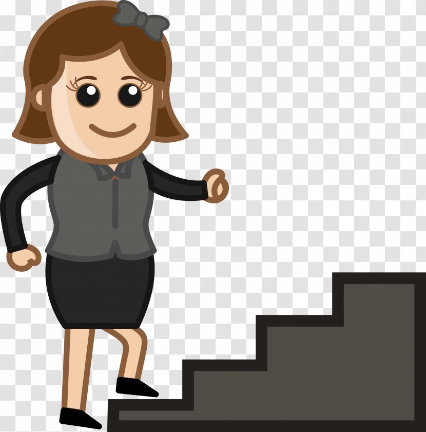 Cartoon Royalty-free Woman - Human - Stairs Transparent PNG
