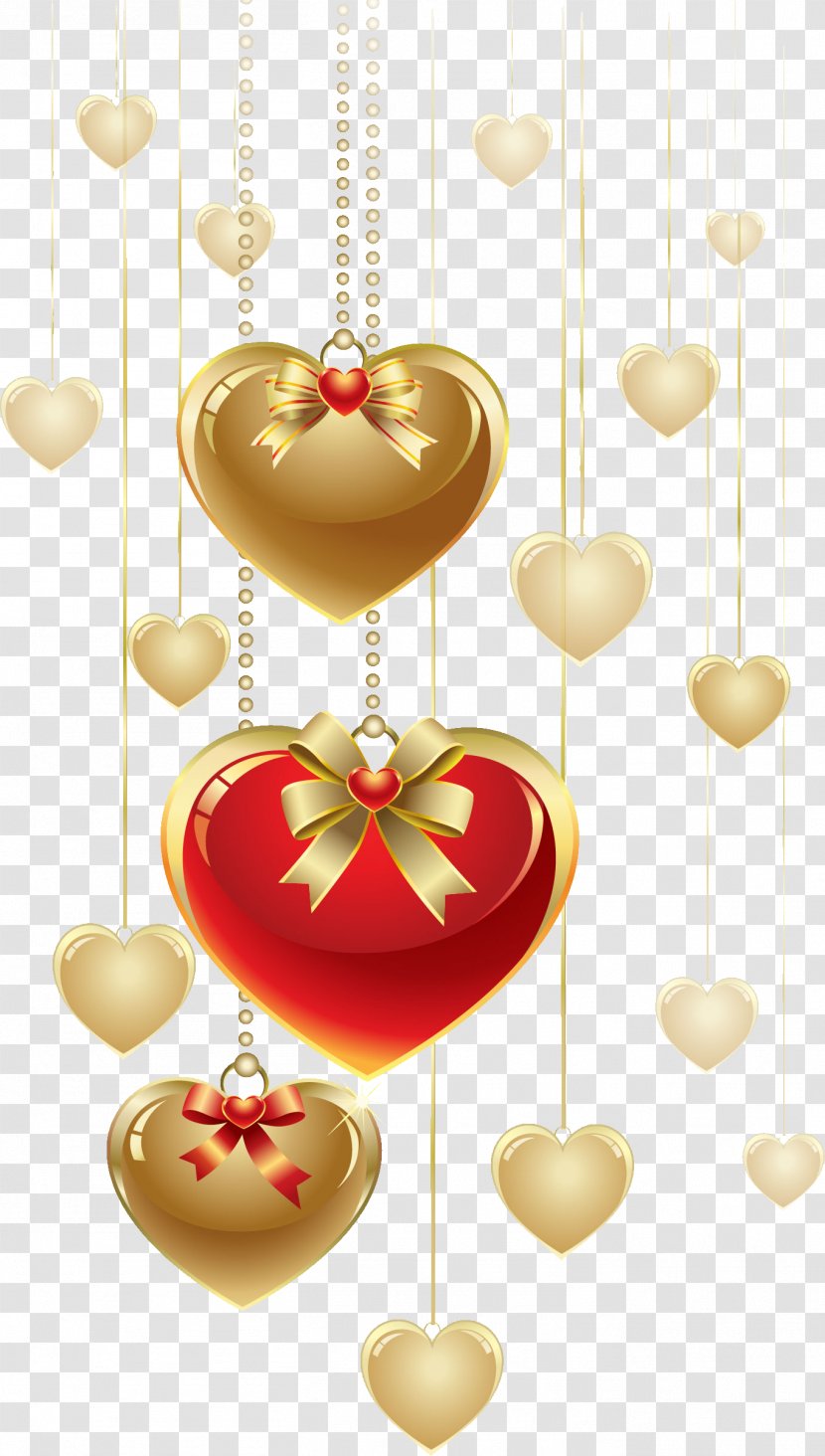 Heart Valentine's Day Clip Art - Gold Transparent PNG