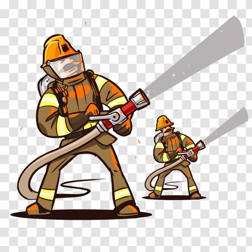 Firefighter Fire Hose Firefighting - Headgear - Two Male Firefighters Transparent PNG