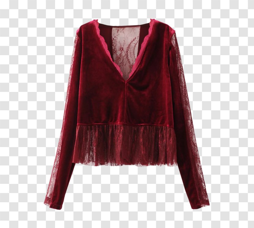 Sleeve Velvet Blouse Lace Clothing - Dresses Transparent PNG