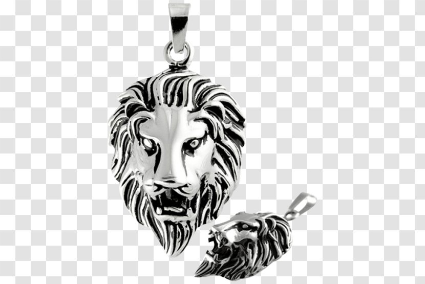 Charms & Pendants Jewellery Stainless Steel Silver - Black And White - Lion Head Transparent PNG