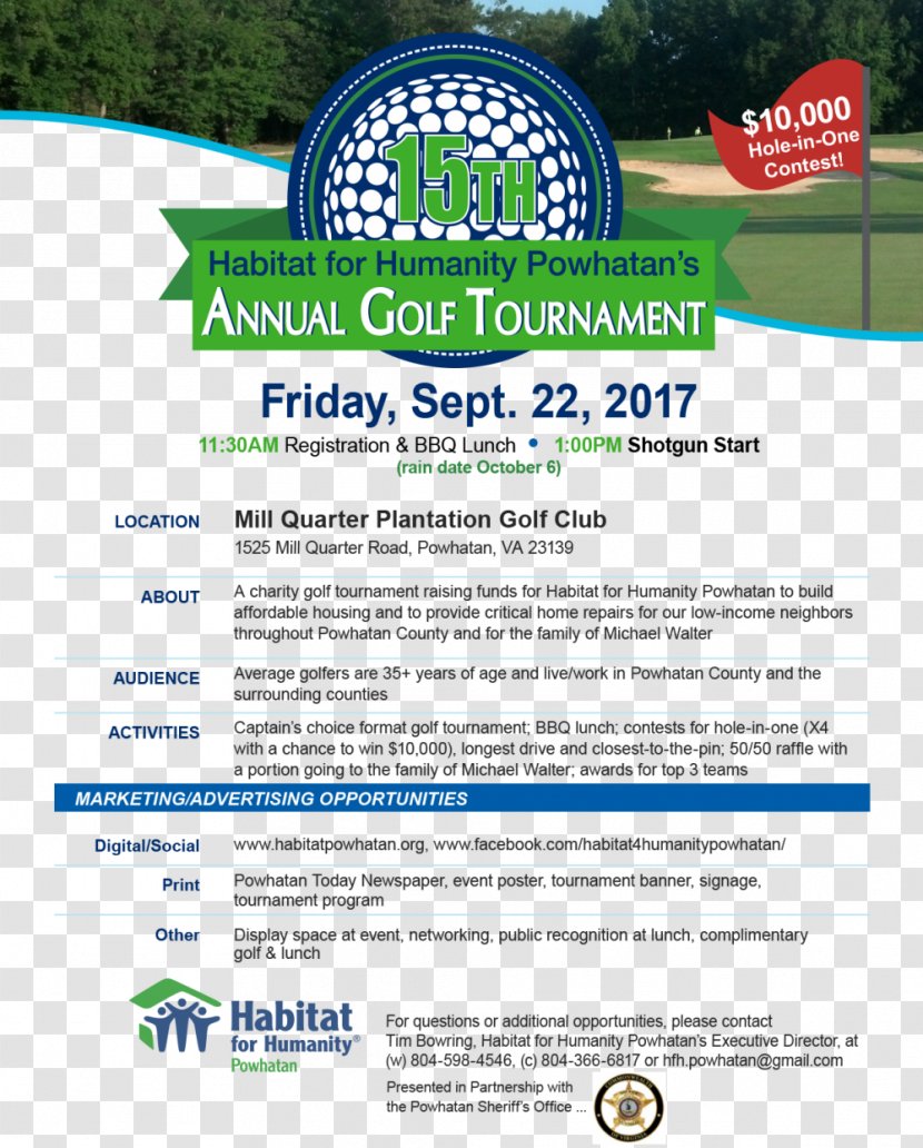 Habitat For Humanity - Charitable Organization - Powhatan West Central Minnesota Communities ActionGolf Tournament Flyer Transparent PNG