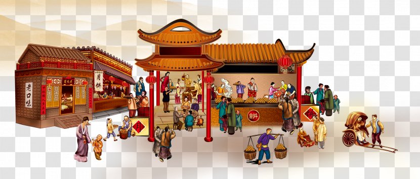 Template Chinese New Year Computer File - Old City Street Transparent PNG