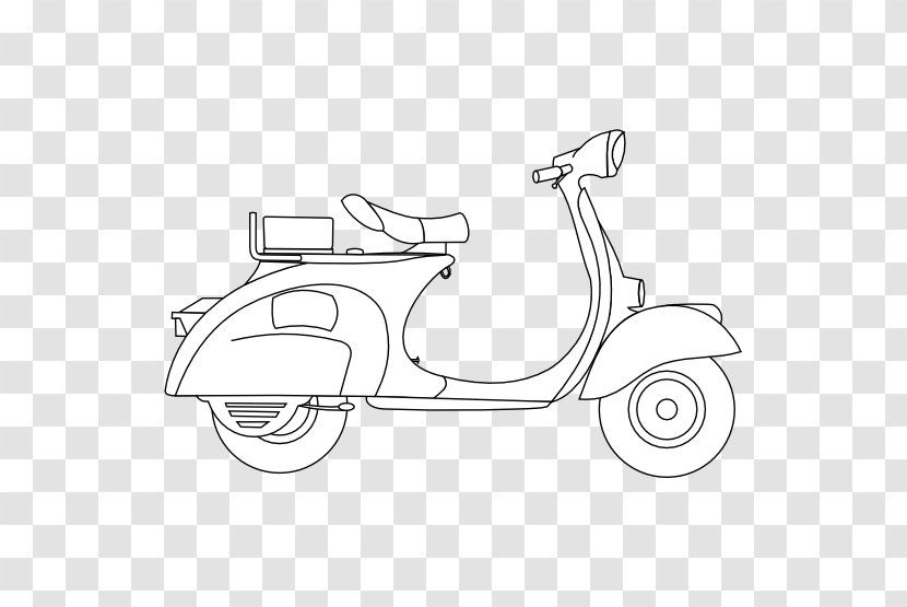 Scooter Piaggio Motor Vehicle Car Vespa - Black And White Transparent PNG