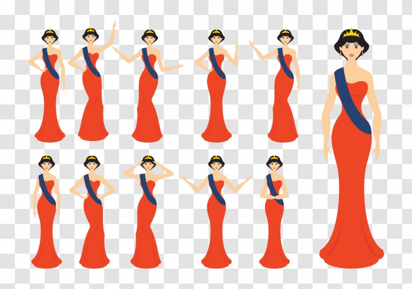 Beauty Pageant Drawing Miss America - Standing - Queen Vector Transparent PNG