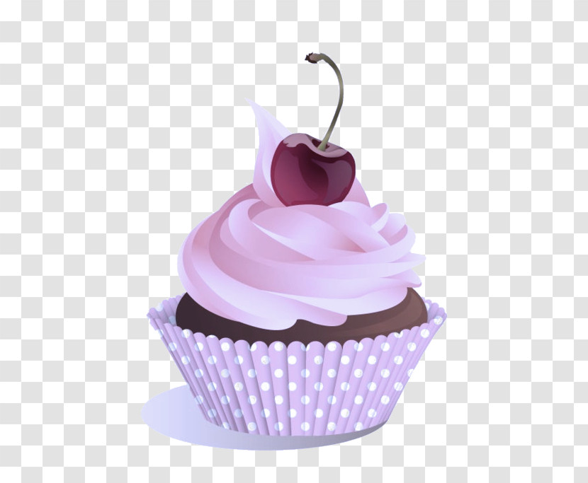 Cupcake Cake Pink Icing Violet Transparent PNG