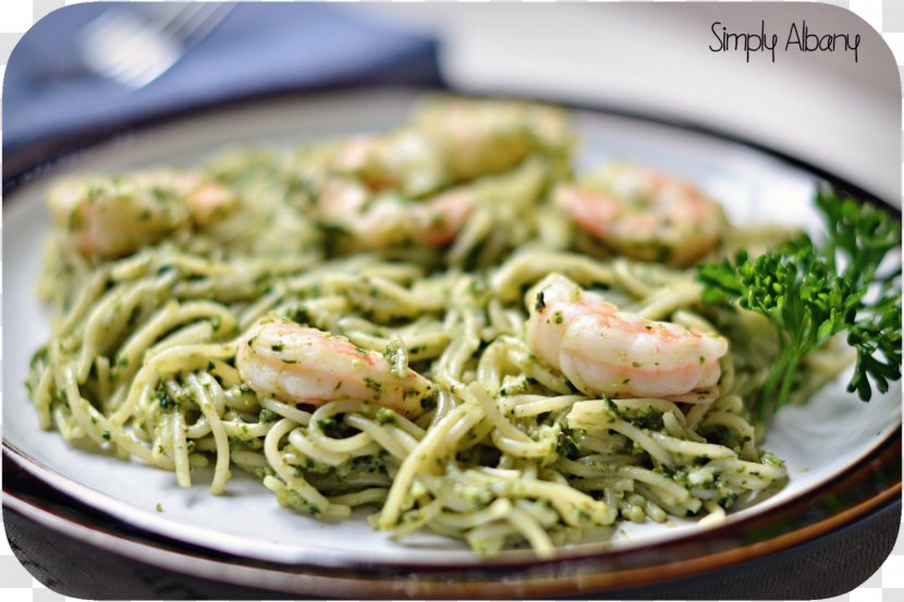 Pesto Pasta Italian Cuisine Spaghetti Aglio E Olio Linguine - Shrimp Transparent PNG