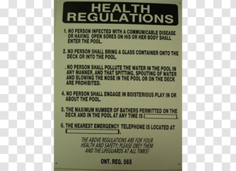 Ontario Safety Regulation Health Commercial Pool & Spa Supplies - Text - Dynamic Water Law Transparent PNG