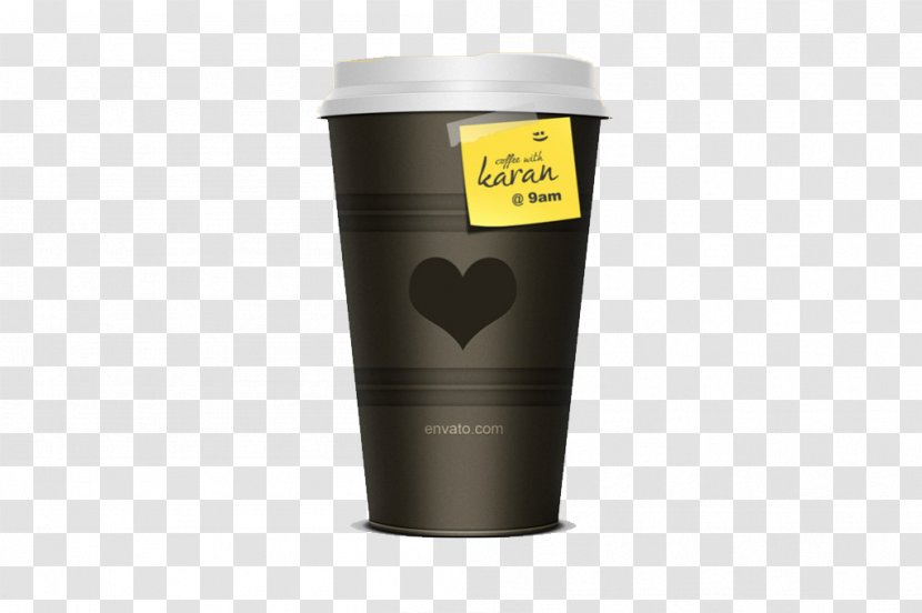 Coffee Cup Cafe Mug - Black Heart Transparent PNG