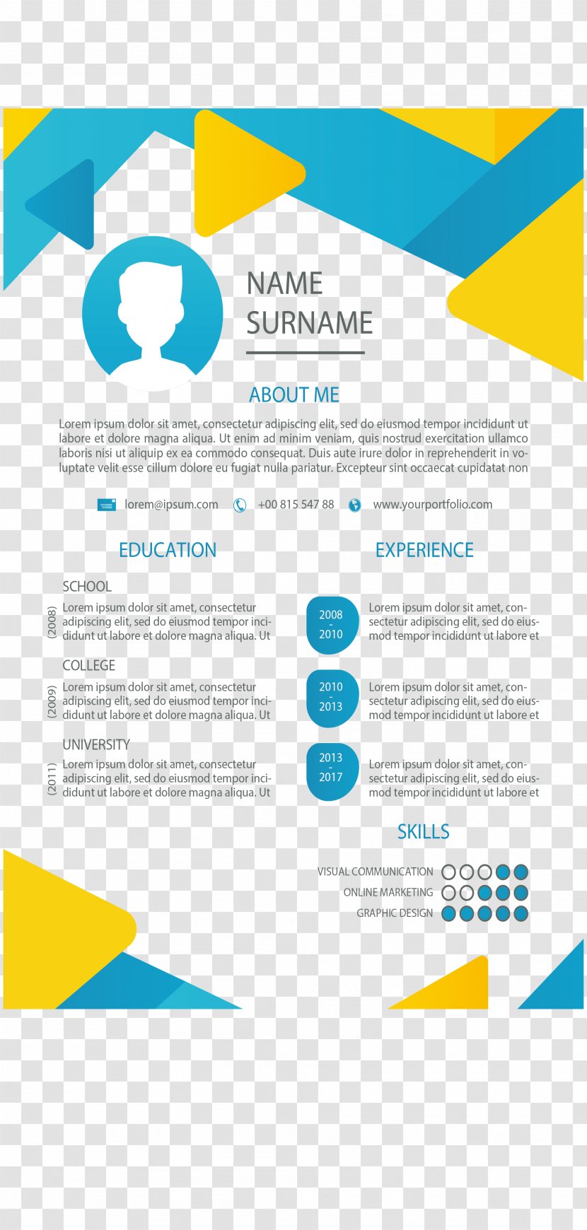 Rxe9sumxe9 Curriculum Vitae Template Cover Letter - Experience - Color Triangle Border Resume Transparent PNG