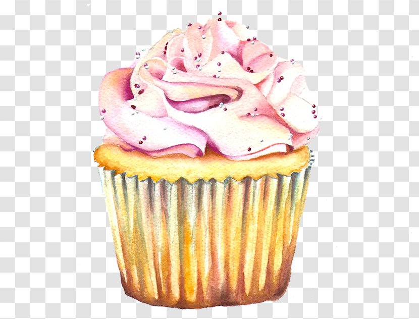 Watercolor Drawing - Cupcake - Meringue Confectionery Transparent PNG