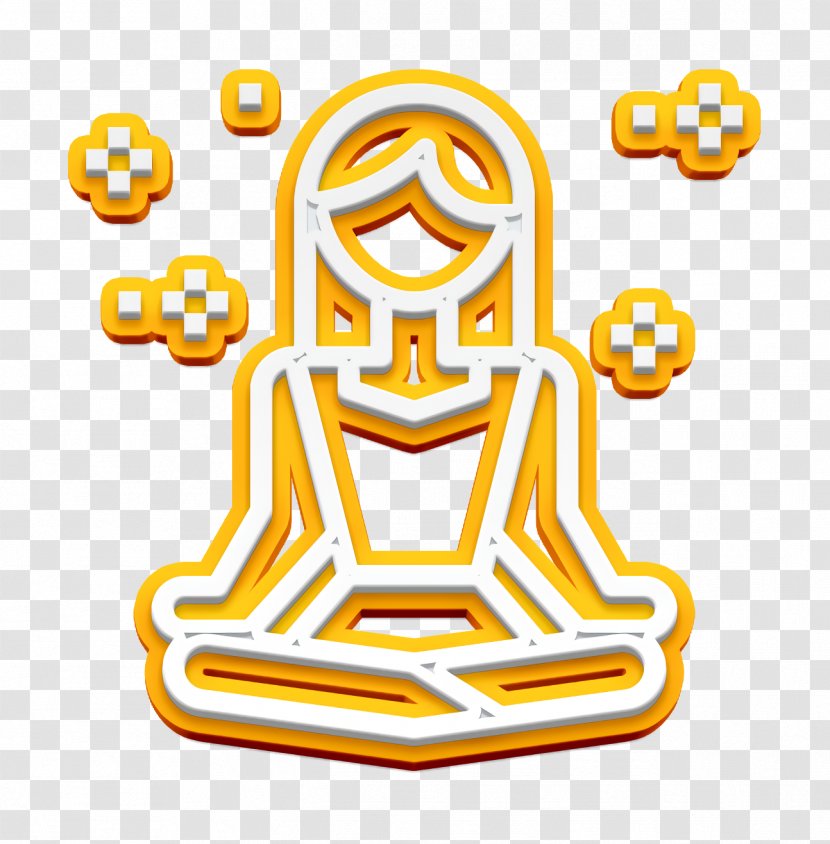 Meditation Icon Yoga Health - Yellow - Sticker Symbol Transparent PNG