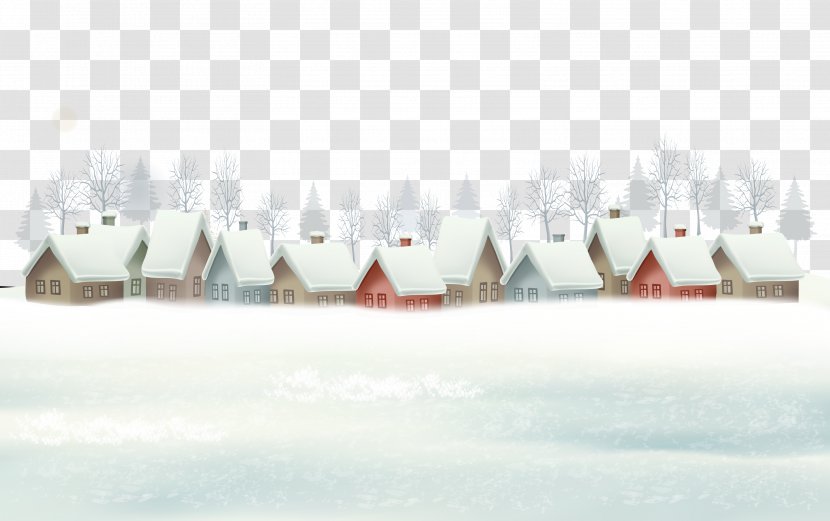 Snow Winter Clip Art - Logo - Mountains And Houses Transparent PNG