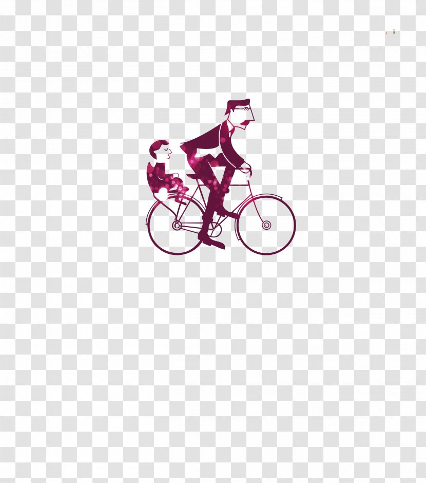 Fathers Day Happiness Gratitude Gift - Magenta - Father And Son Cycling Pattern Transparent PNG