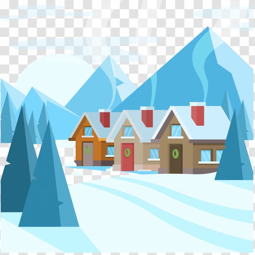 Cartoon Poster Illustration - House - Snow Transparent PNG