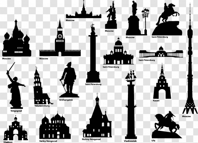 Symbol Stock Photography Illustration - Monochrome - Russia Building Silhouette Image [ Transparent PNG