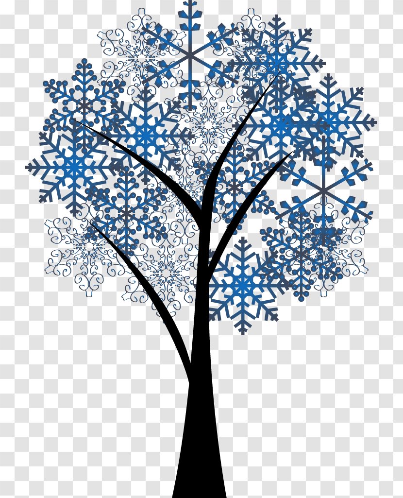 Twig Tree Snowflake - Cartoon - Long Design Vector Material Transparent PNG