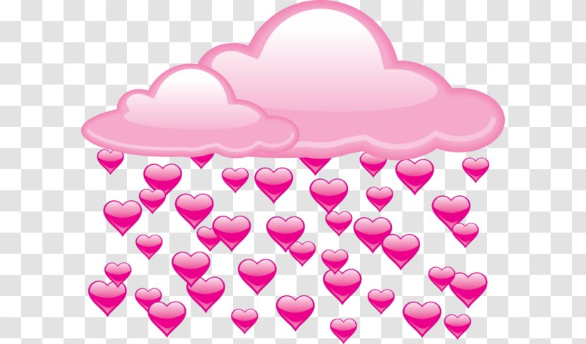 Rain Cloud Heart Clip Art - Red - Cartoon Love Under Clouds Transparent PNG