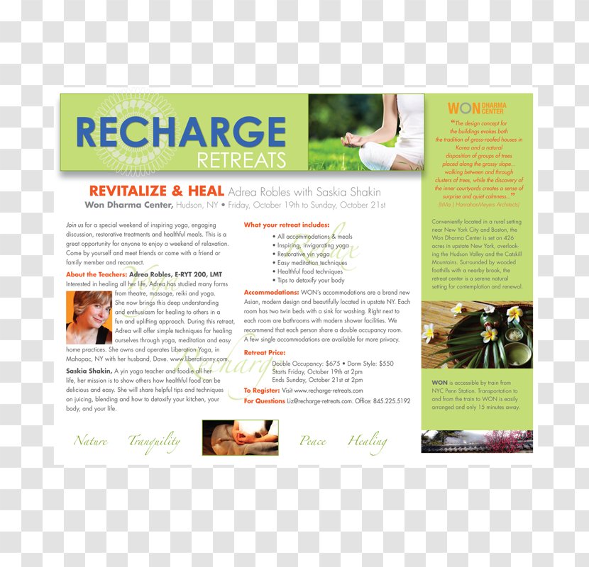 Graphic Design Recharge Retreats & Awakened Life School Of Yoga Advertising Print - Logo - Building Flyer Transparent PNG