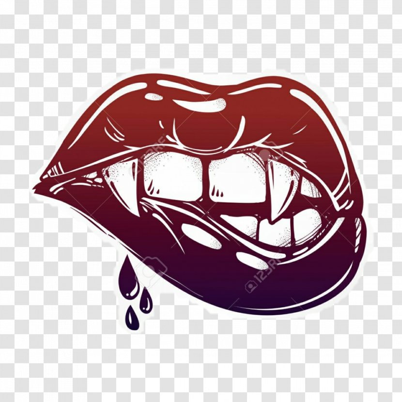 Tattoo Flash Lip Fang Mouth - Fictional Character Transparent PNG