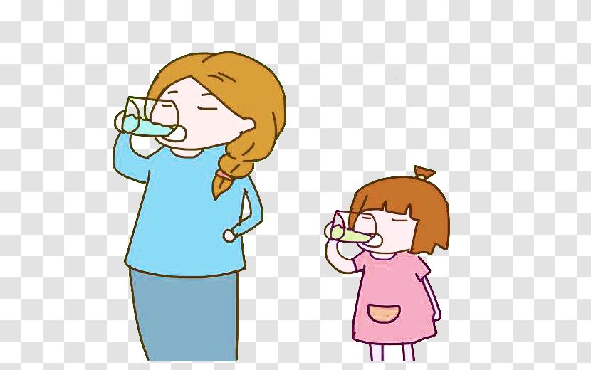 Drinking Mother Child - Tree - And Baby Drink Water Picture Material Transparent PNG