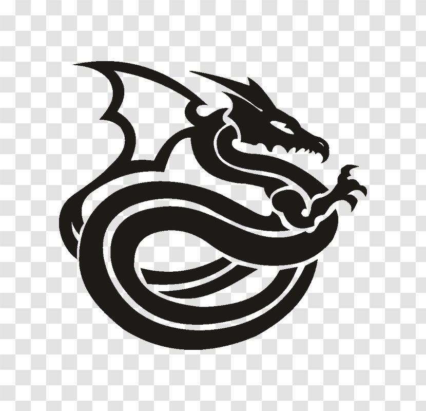 Sticker Clip Art - Black And White - Tattoo Dragon Transparent PNG