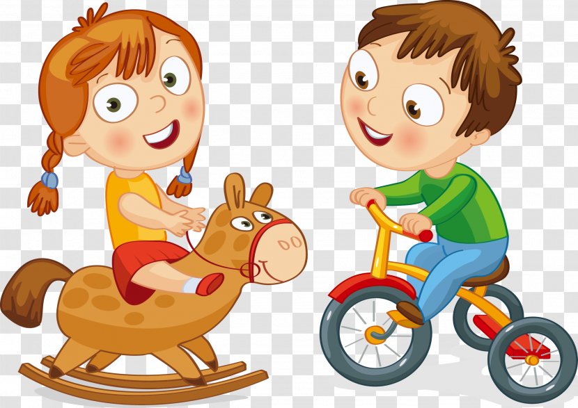 Bicycle Cycling Motorized Tricycle Boy Clip Art - Motorcycle - Trojan Bike Cartoon Children Play Transparent PNG