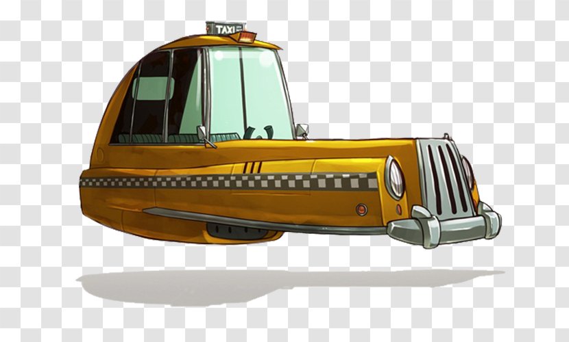 Car Future Illustrator Retrofuturism Illustration - Yellow Taxi Transparent PNG