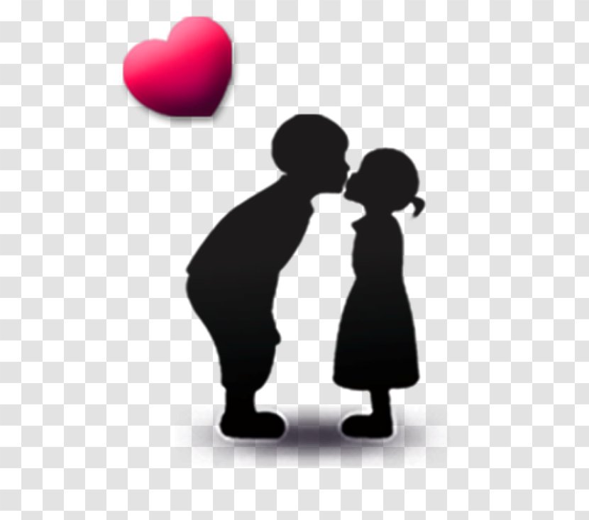 Silhouette Kiss - Art - Cute Children Kissing Transparent PNG