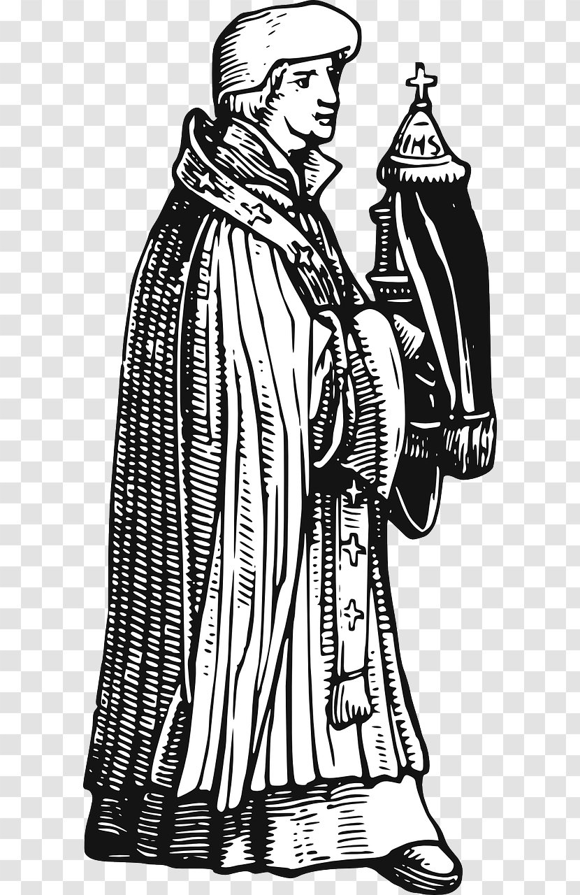 Middle Ages Clip Art Feudalism Bishop Image - Black And White - Medieval Paper Transparent PNG
