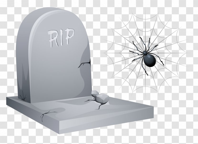 Headstone Halloween Clip Art - Tomb - RIP Tombstone With Spider And Web Clipart Transparent PNG