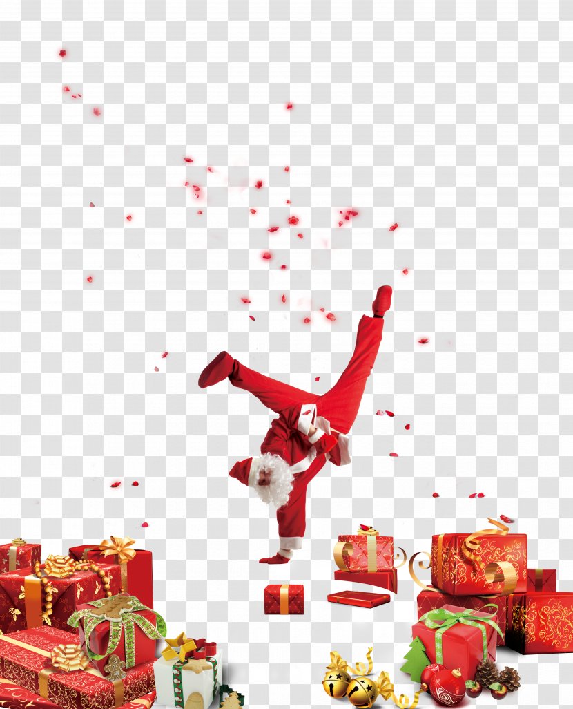 Santa Claus Breakdancing Dance B-boy - Gift Inverted Petals Transparent PNG