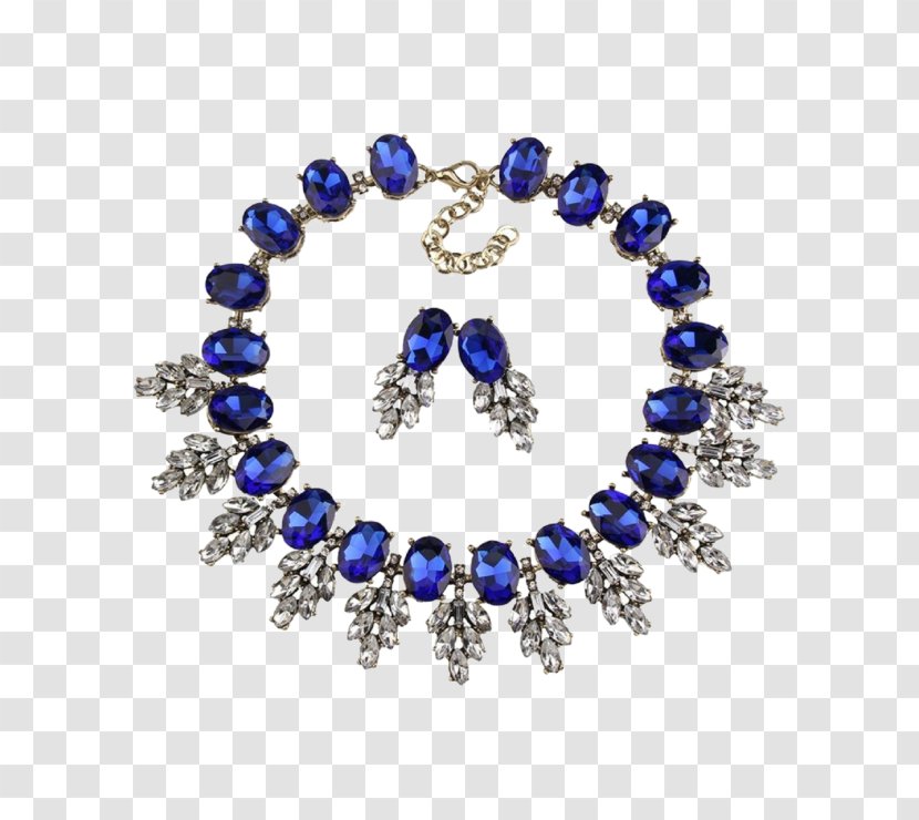 Earring Choker Necklace Imitation Gemstones & Rhinestones Jewellery - Blue Transparent PNG
