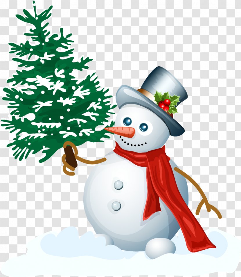 Santa Claus Snowman Christmas Clip Art - Holiday Ornament - Cartoon Pattern Pine Transparent PNG