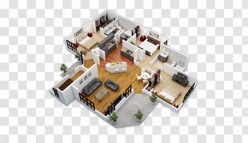 3D Floor Plan House - Architecture Transparent PNG