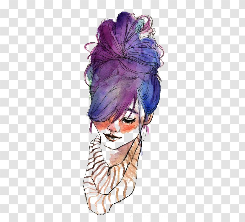 Drawing Watercolor Painting Art Fashion Illustration - Girls Transparent PNG