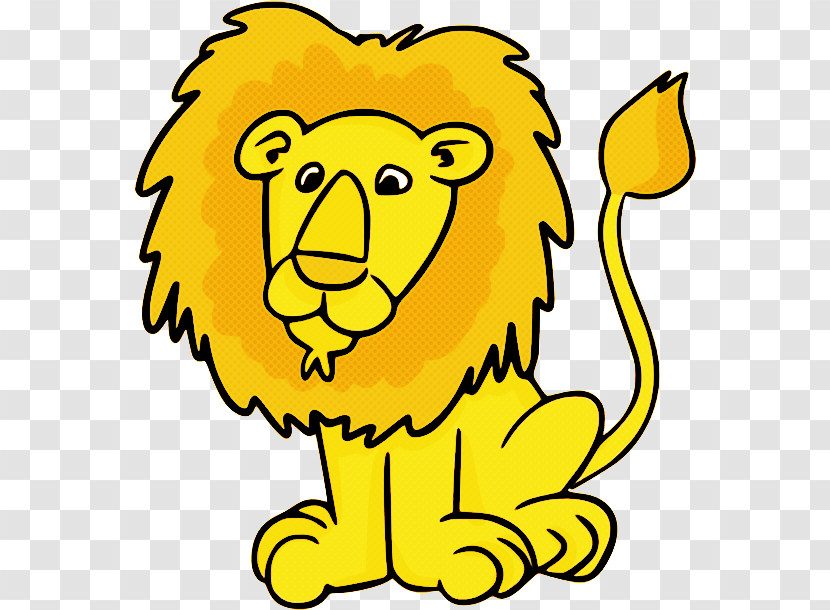 Lion Yellow Cartoon Head Wildlife Transparent PNG