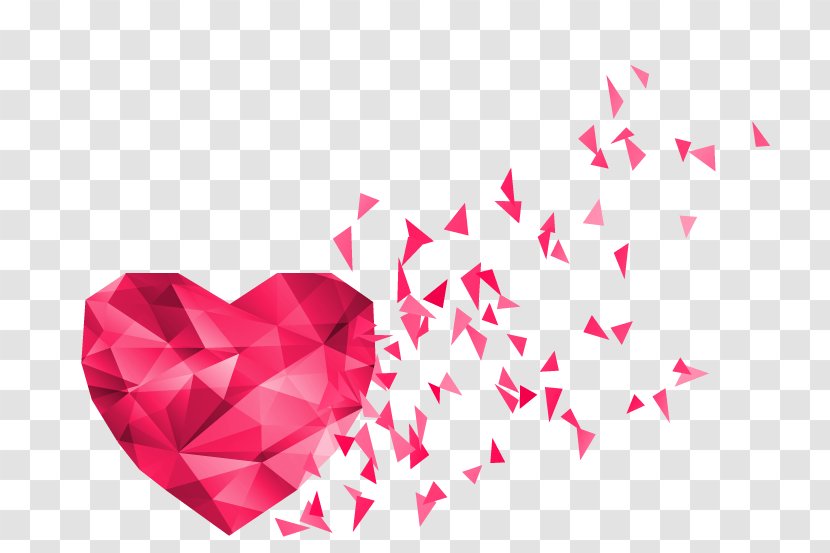 Download - Triangle - Beautiful Three-dimensional Floating Heart Confetti Transparent PNG