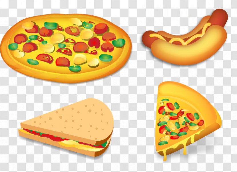 Hamburger Pizza Fast Food Italian Cuisine Vegetarian - Snack - Vector Sandwiches And Hot Dogs Transparent PNG