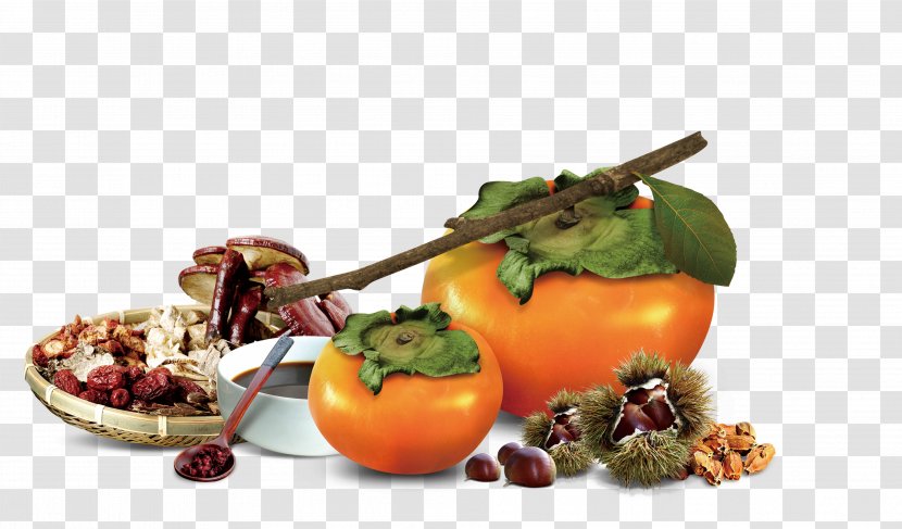 Autumn Poster Food Qiufen - Ebony Trees And Persimmons - Persimmon Transparent PNG