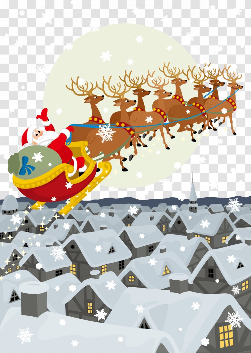 Pxe8re Noxebl Santa Claus Reindeer Gift Christmas - Eve - Vector Flying Transparent PNG