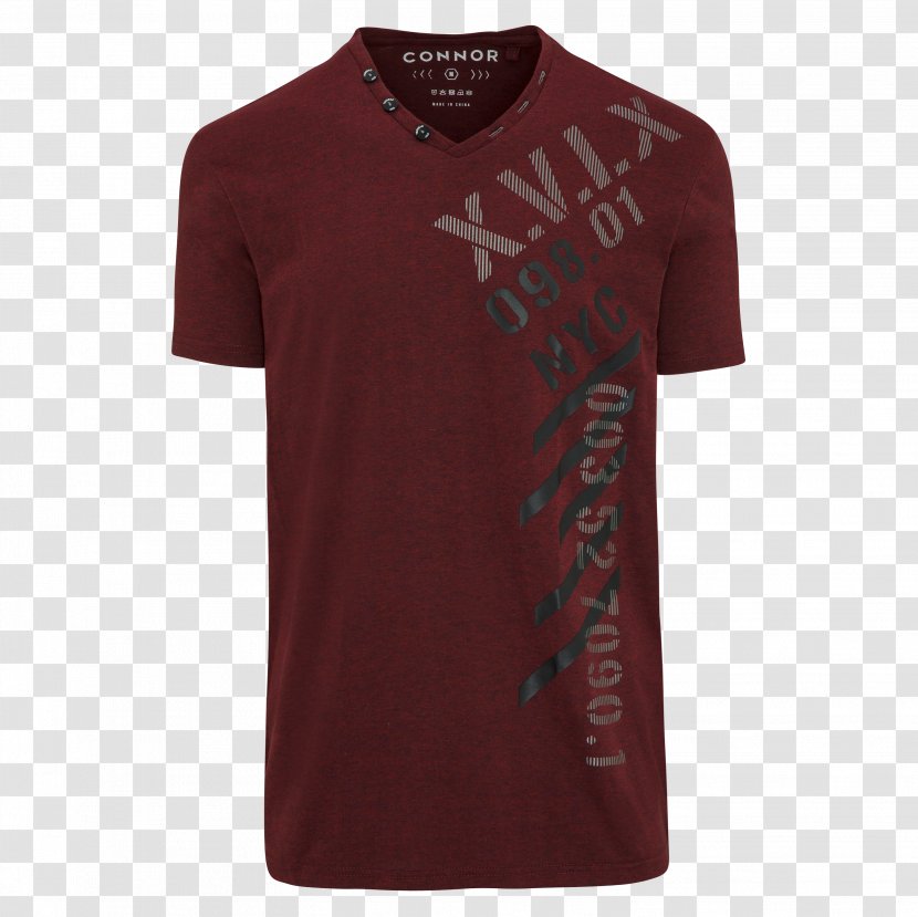 T-shirt Sleeve Sports Fan Jersey Maroon - Neck Transparent PNG