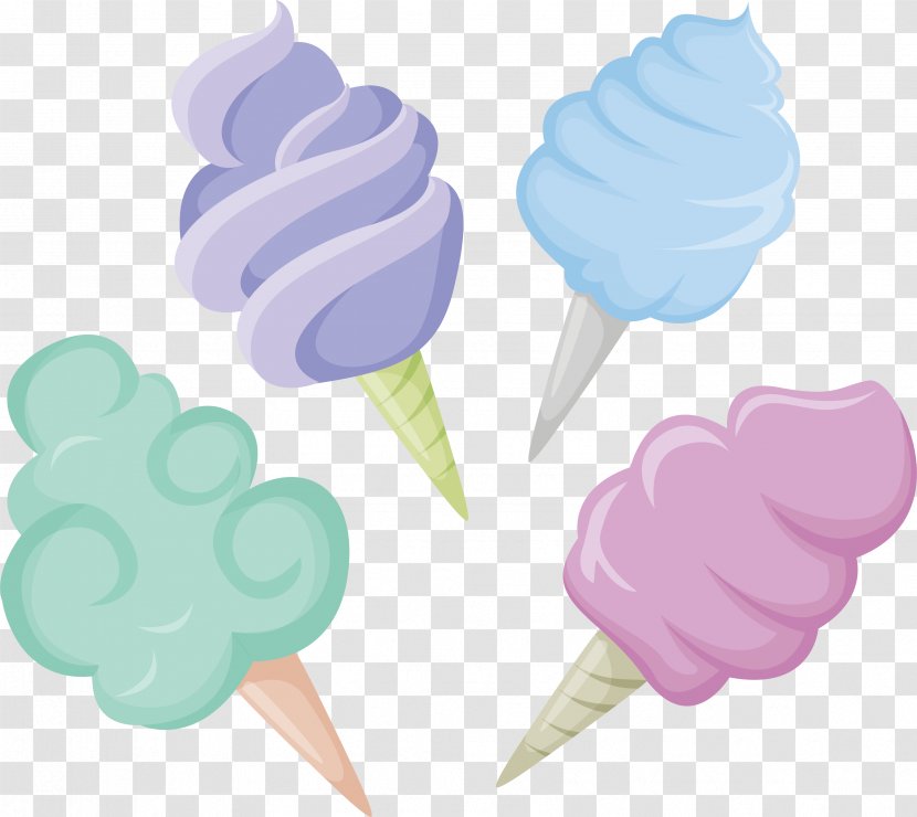 Ice Cream Cotton Candy Sugar Sweetness - Four Colored Transparent PNG