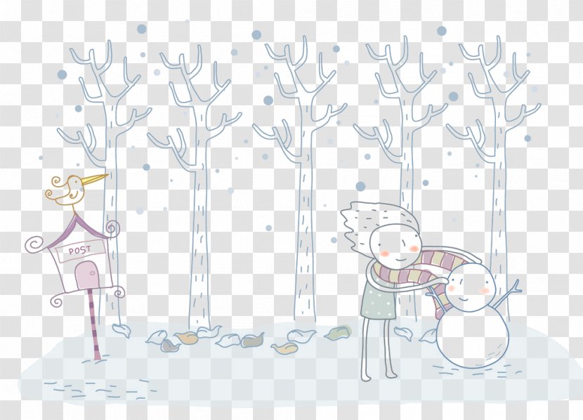 Snowman Illustration - Purple - The Boy Gave Scarves Transparent PNG