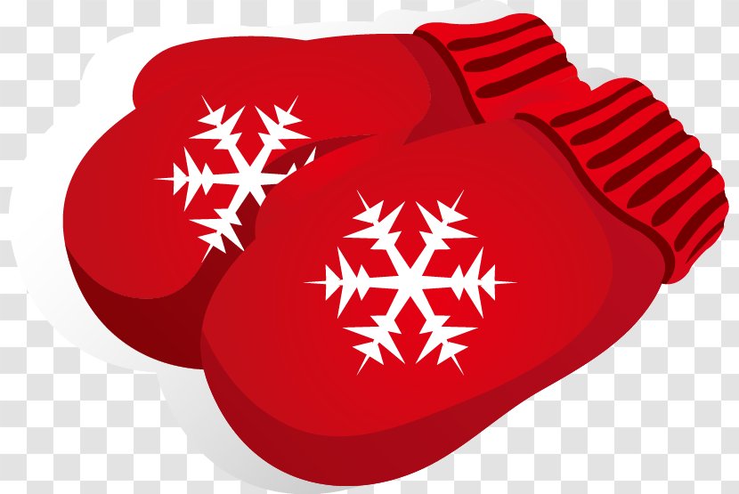 Glove Royalty-free Clip Art - Red - Painted Snowflake Pattern Gloves Transparent PNG